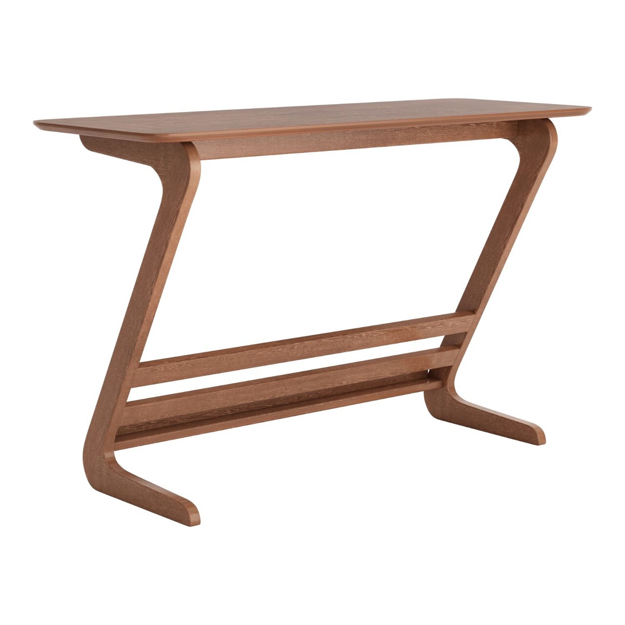 Modern Home 46.5&#x22; Walnut Brown Z Shaped Solid Wooden Desk